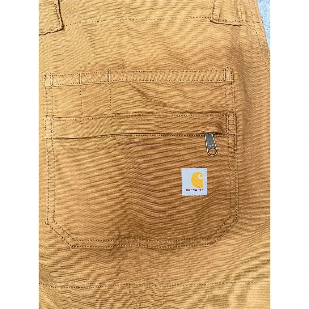 Carhartt Womens Rugged Flex Relaxed Fit Canvas Shortall Brown Sz Large(55-3) - Picture 3 of 7